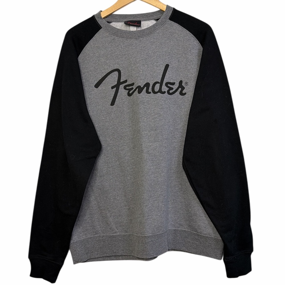 Fender Grey & Black Raglan Logo Crewneck Sweatshirt Size L